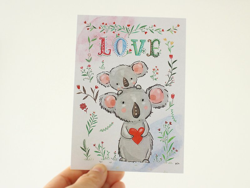 Koala postcard - Animal postcard postcard - การ์ด/โปสการ์ด - กระดาษ สีเทา