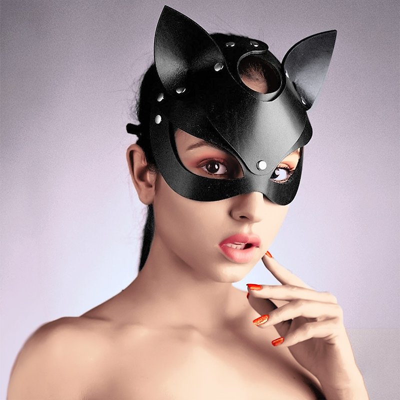 Leather Catwoman Mask, Sexy Costume Play, Halloween Party, Gay SM Blindfold,Gift - อื่นๆ - หนังเทียม 