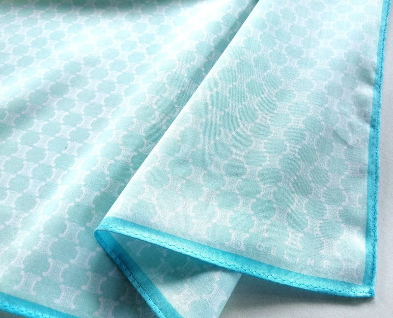 Celine Vintage Handkerchief Logo Monogram Blue 20 x 20 inches - 手帕 - 棉．麻 藍色