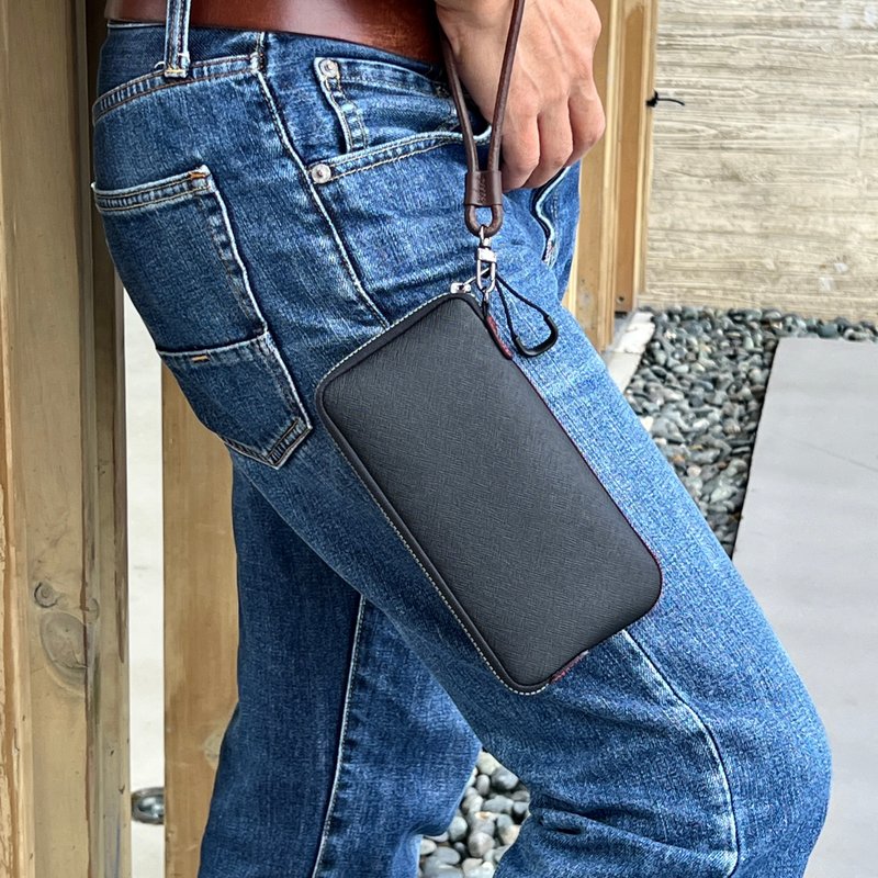 Leather Wrist Strap Phone Pouch Lightweight Zipper Waterproof Protect Phone Bag - Phone Cases - Rubber Multicolor