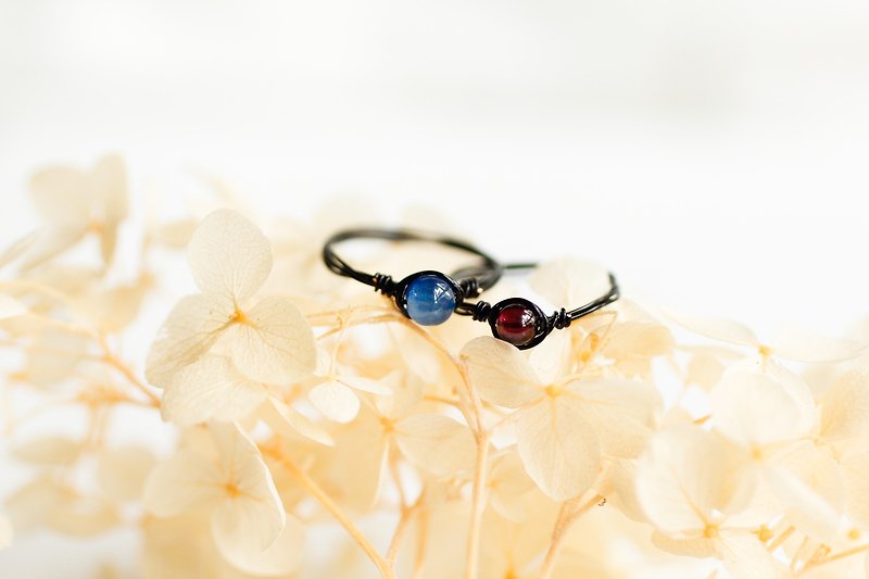 Offer sophisticated couple ring group - 3.5mm ~ 4mm small kyanite, Stone black Bronze wire ring two tail ring group - General Rings - Gemstone Multicolor