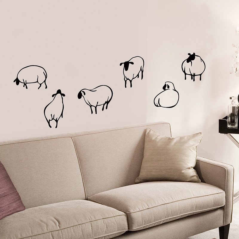 《Smart Design》創意無痕壁貼◆六隻小羊 8色可選 - 牆貼/牆身裝飾 - 紙 黑色