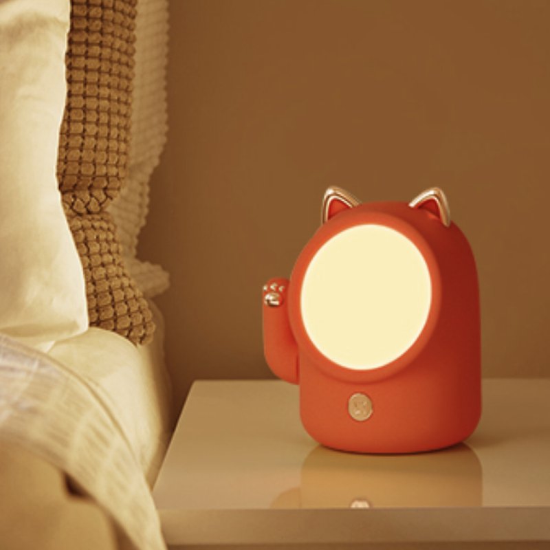 BOBEE Beckoning Lucky Cat Night Light Beckoning Fortune Cat Night Light- Red - Stuffed Dolls & Figurines - Other Metals Pink