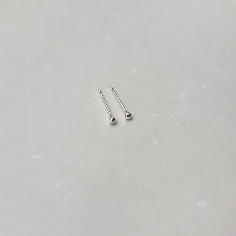 純銀 超迷你圓頭耳針 耳棒 耳環 (一對) - 耳環/耳夾 - 其他金屬 銀色