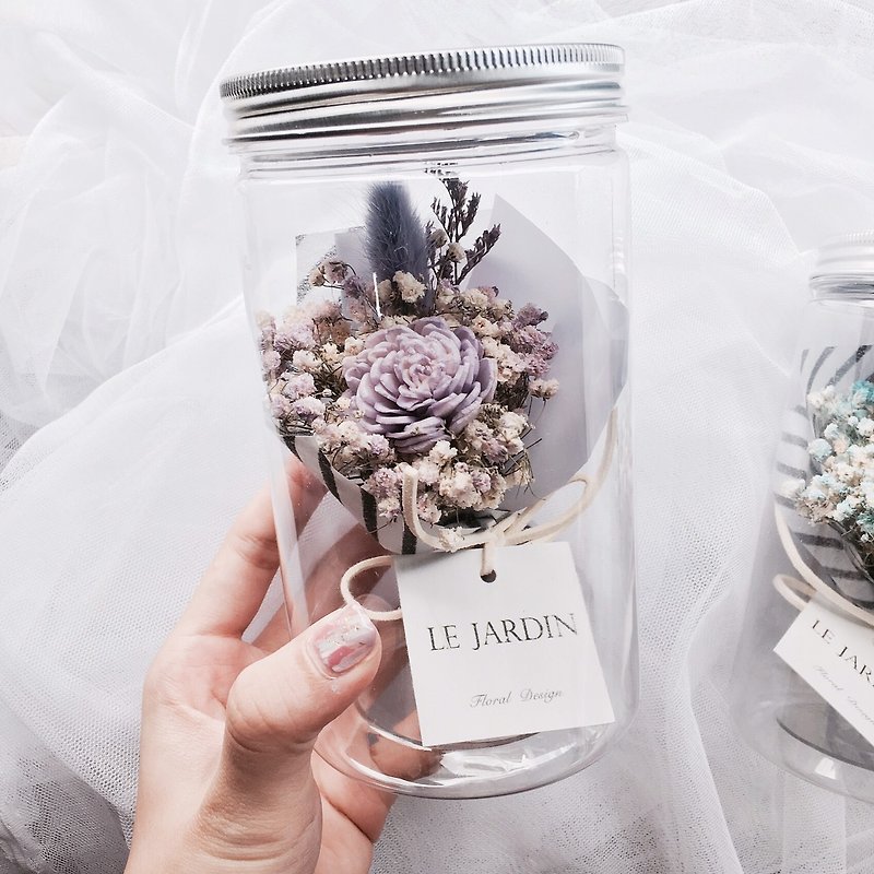 Le Jardin 紫色系條紋拼色 乾燥小花束花罐 / 情人節 生日禮物 - 植栽/盆栽 - 植物．花 