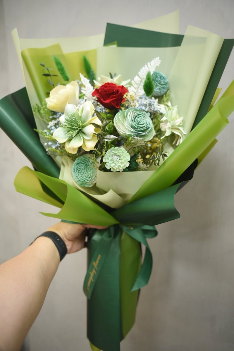 Green eternal bouquet dry bouquet birthday bouquet - Dried Flowers & Bouquets - Plants & Flowers Green