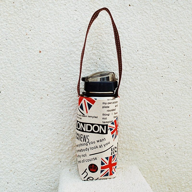 Flag British style water bottle bag / 1 left - Beverage Holders & Bags - Cotton & Hemp Khaki