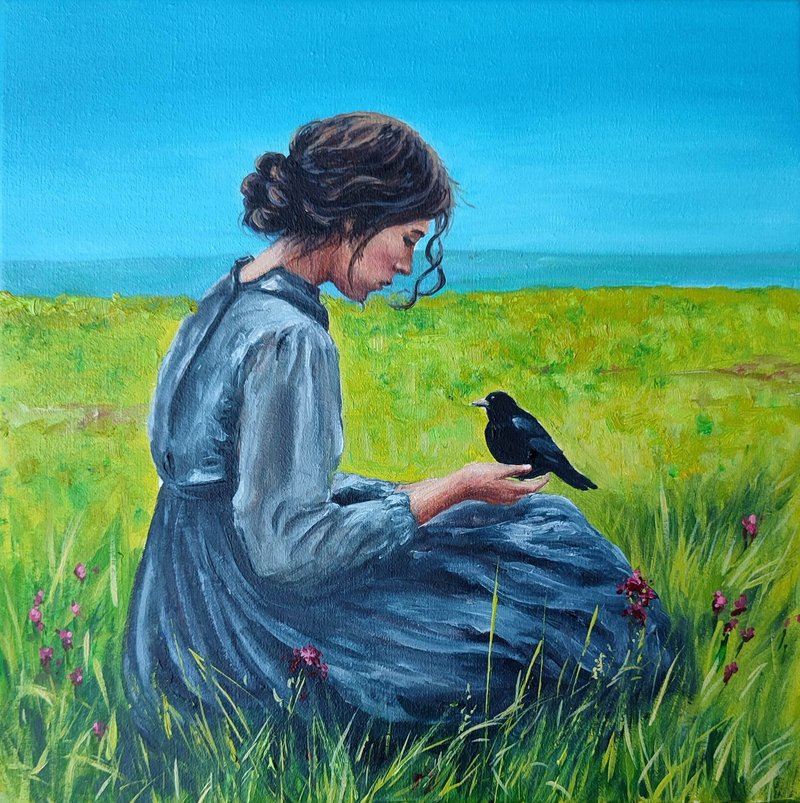 Original Oil Painting 女孩  Painting On Canvas 原創油畫 Hand-painted Art  風景掛畫  花卉植物 - 壁貼/牆壁裝飾 - 其他材質 多色