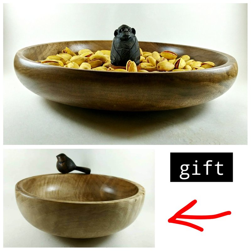 Special wooden Monkey bowl. Walnut bowl. Stone monkey.with gift for you - Bowls - Wood 