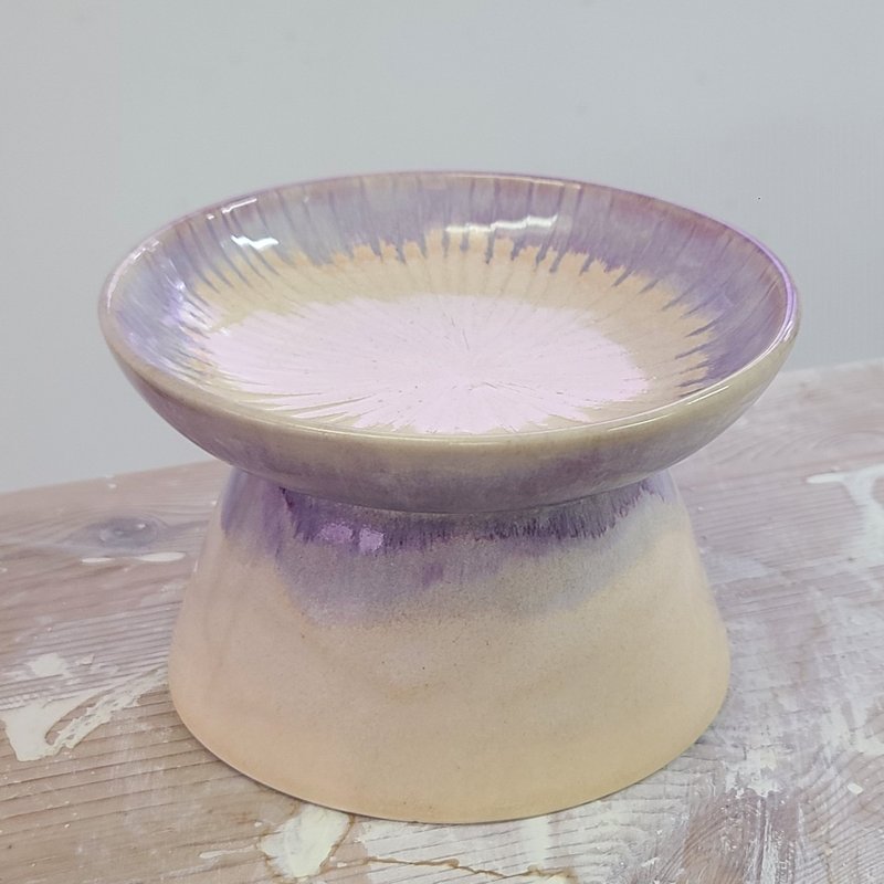 ดินเผา จานและถาด สีม่วง - Art flow glazed dessert bowls, jewelry bowls, cake bowls