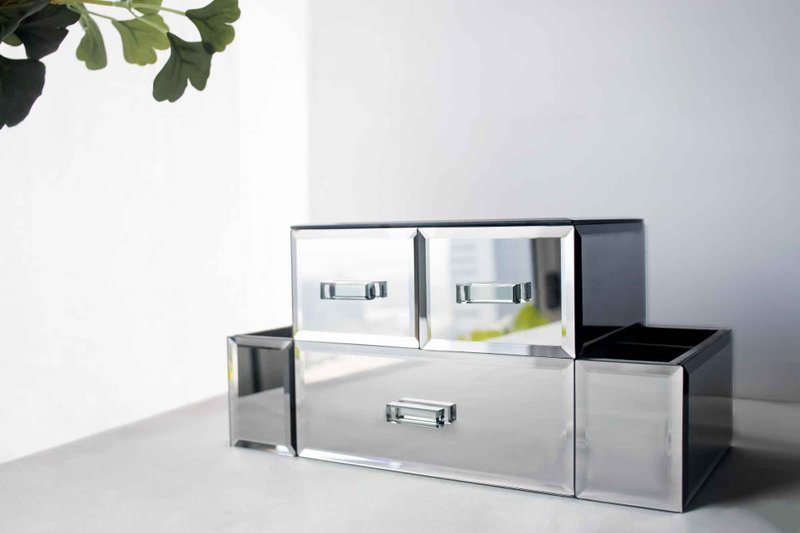 [Pure Black Mirror Multi-Function Treasure Box] Single Set│Beauty Supplies Storage - Storage - Glass Silver