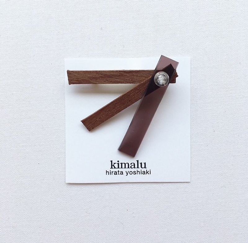 combination brooch - Brooches - Wood Brown