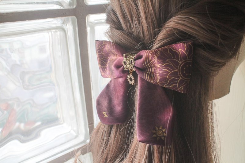 太陽創造魔法陣∣原創印花手工【髮夾】自動夾 彈簧夾 髮飾 - 髮夾/鯊魚夾 - 聚酯纖維 紫色