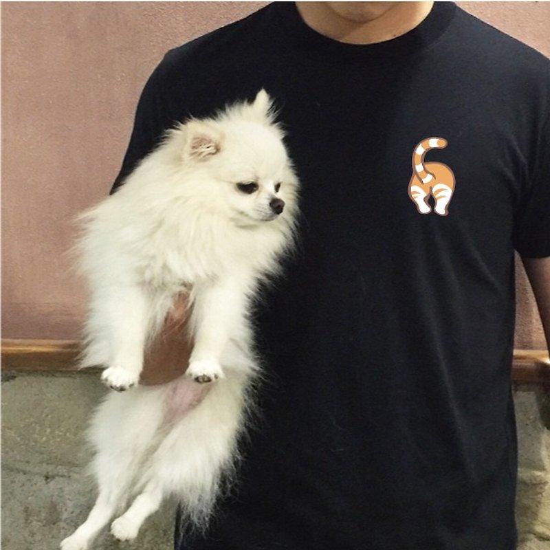NINKYPUP Hairy boy cute butt cat reflective T-shirt - เสื้อยืดผู้หญิง - ผ้าฝ้าย/ผ้าลินิน หลากหลายสี