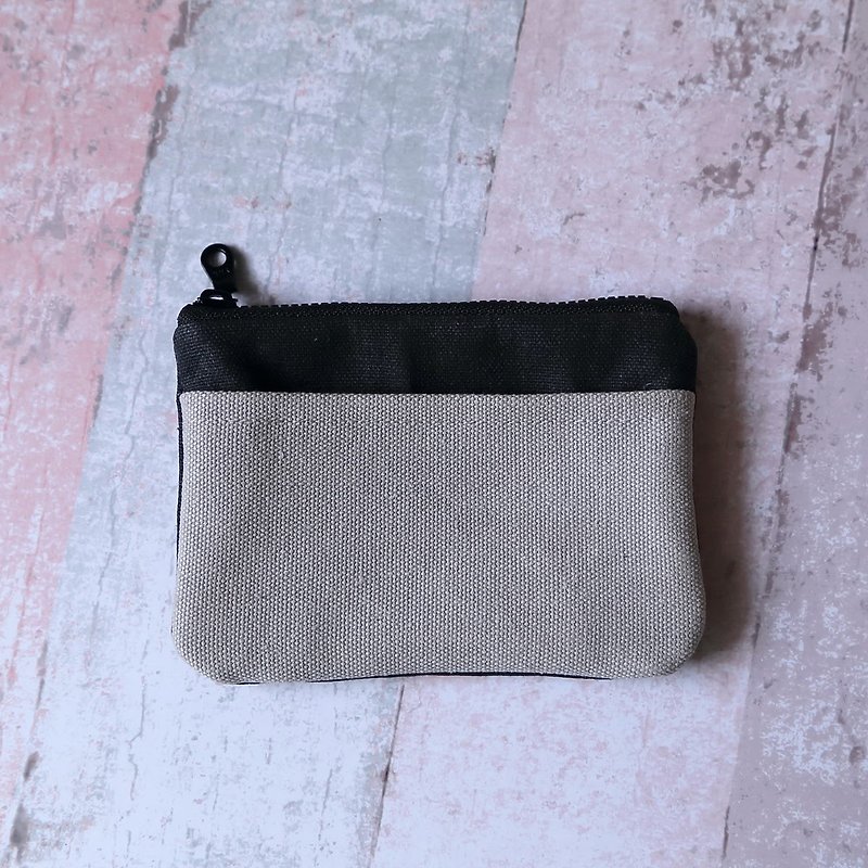 Canvas coin purse// Cement gray//handmade limited edition - Coin Purses - Cotton & Hemp 