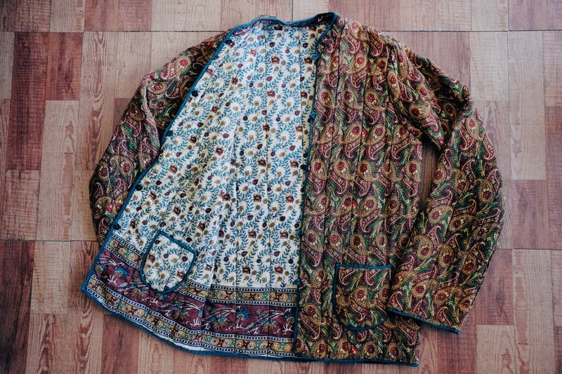 vintage 70s block print coat 印度蓋印棉襖外套 雙面穿 - 女大衣/外套 - 棉．麻 
