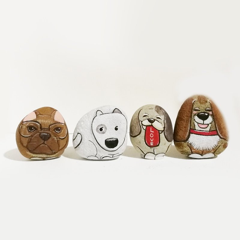 Dog stone painting original art. - Stuffed Dolls & Figurines - Stone Multicolor