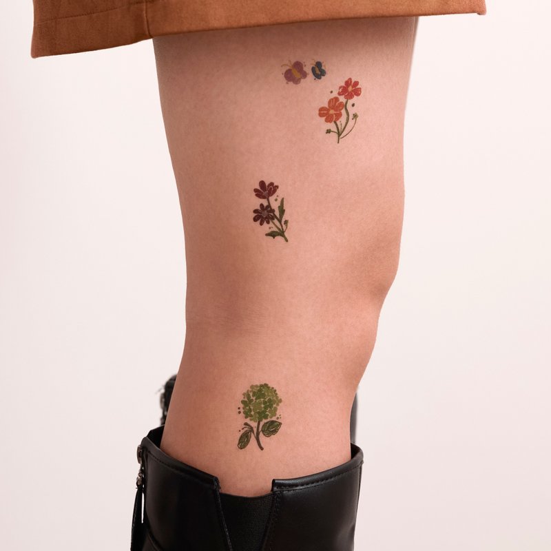 【啞光紋身貼紙】原創設計 | 刮刮紋身貼刺青貼 - 粉彩花園 - 紋身貼紙/刺青貼紙 - 其他材質 