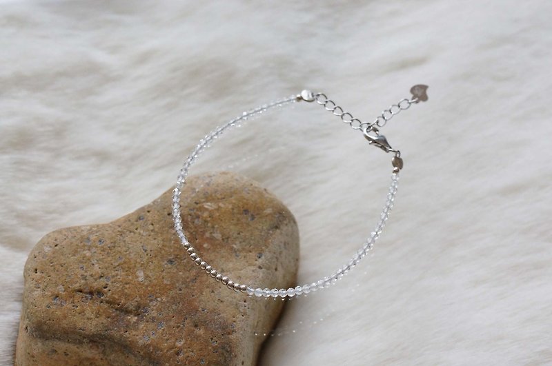 Rock Quartz Silver 925 Bracelet with Linear Memory Alloy - Bracelets - Gemstone White