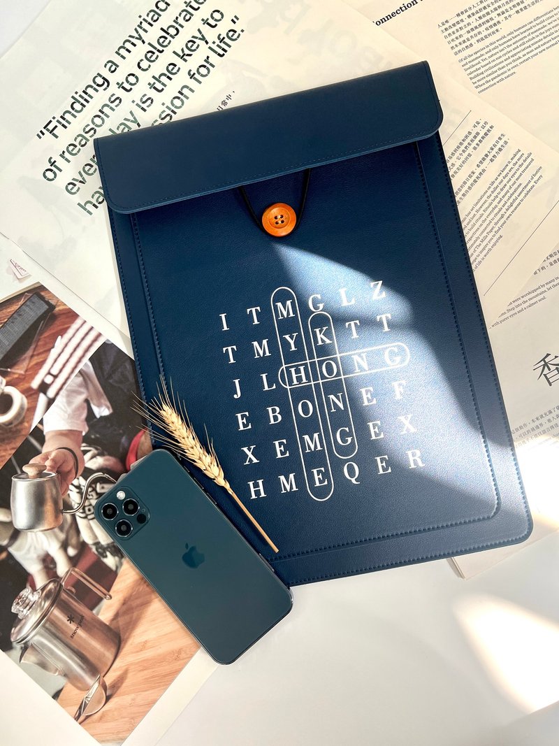 【MY HOME HONG KONG Word Puzzle】皮革電腦袋訂製(10-16吋) - 電腦配件 - 其他材質 藍色