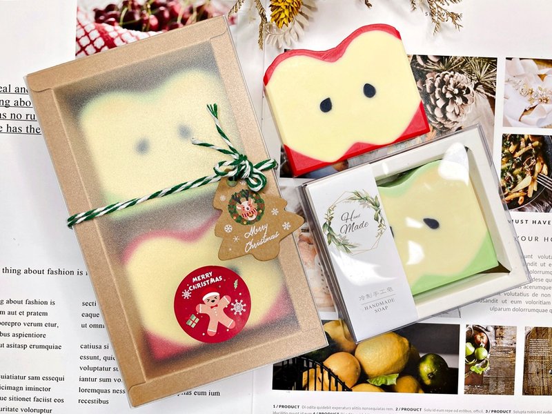 【24h出貨】鮮採蘋果∣25%乳油木果滋養皂  禮盒 聖誕禮 交換禮物 - 肥皂/手工皂 - 其他材質 