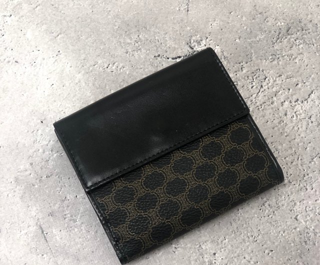 【ほぼ未使用】セリーヌ マカダム ブラゾン レザー 二つ折り 財布 ブラック CELINE セリーヌ マカダム 財布 ブラック ブラゾン PVC レザー 2