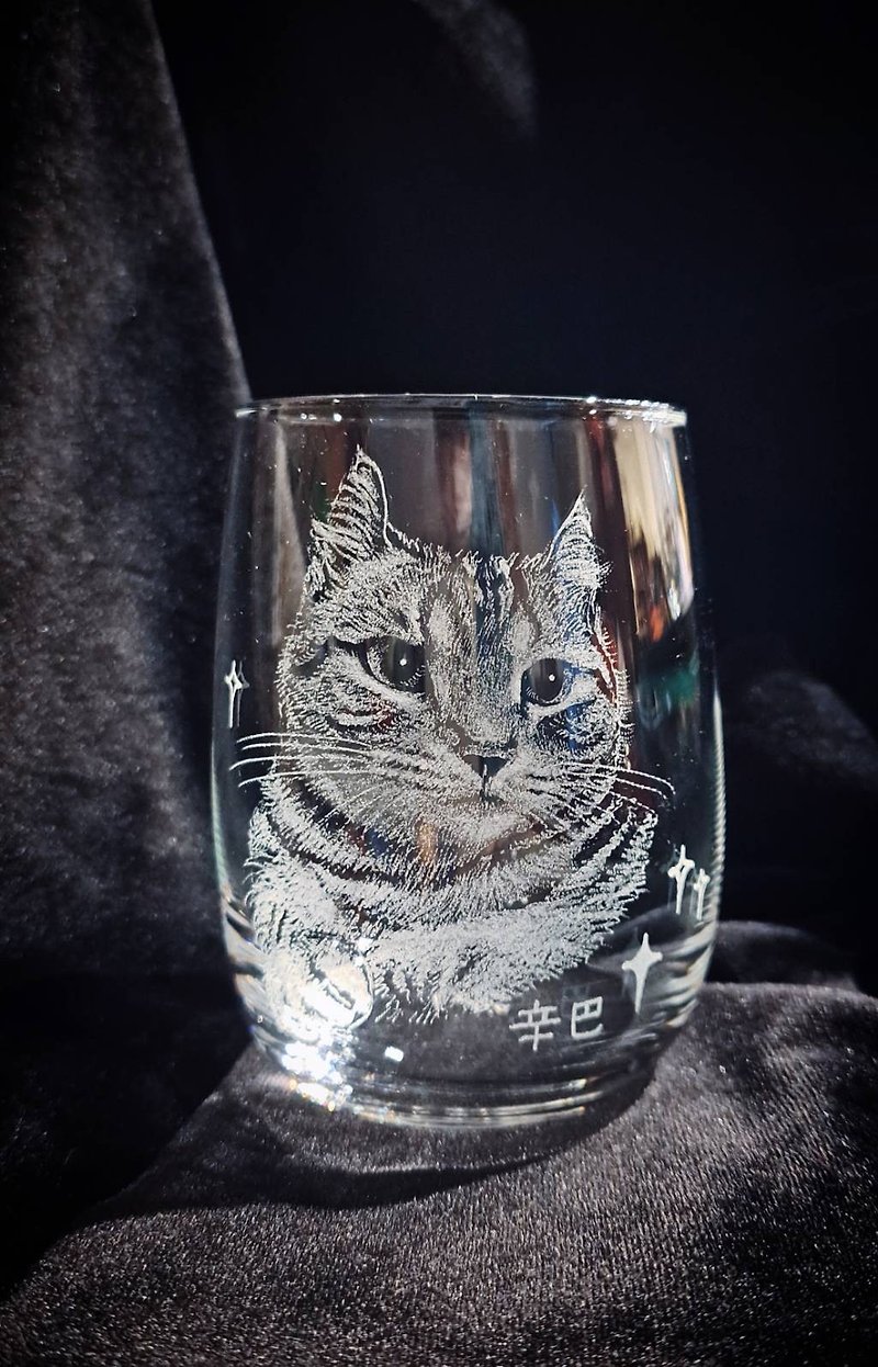 Customized - hand-carved glass [pet-cat] autumn glass - Items for Display - Glass 
