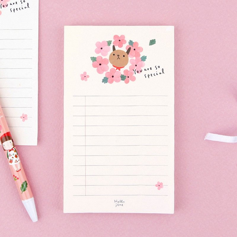 Hello Jenny Note Paper/Mini Letter Paper 03. Brilliant Wreath - Sticky Notes & Notepads - Paper Pink