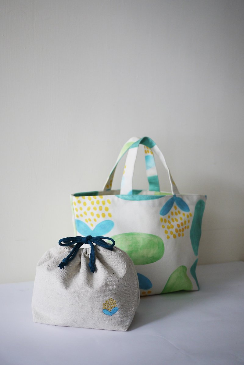 moshimoshi | Lunch box set (beam pocket + carry bag)-garden - Handbags & Totes - Cotton & Hemp 