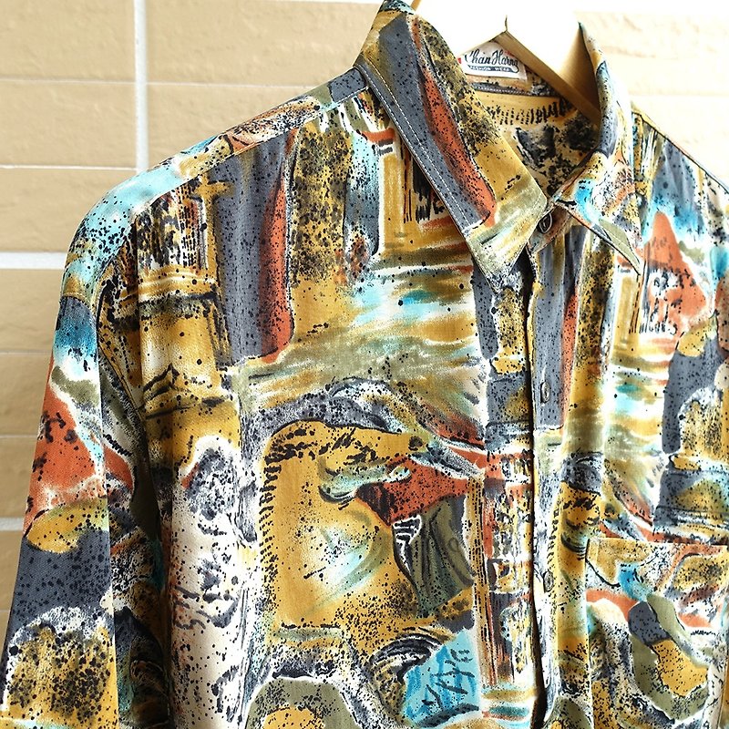 │Slowly│ Desert City - vintage shirt │ vintage. Vintage. Art. - Men's Shirts - Polyester Multicolor