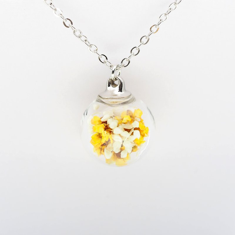 「OMYWAY」Handmade Dried Flower Necklace - Glass Globe Necklace 1.4cm - สร้อยติดคอ - แก้ว สีใส