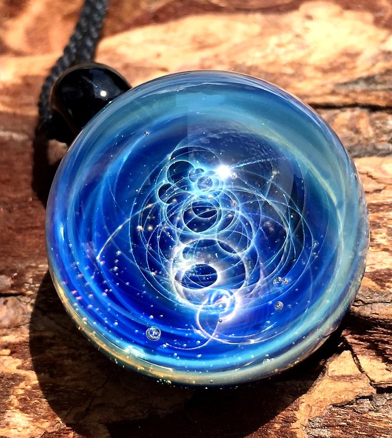 boroccus Galactic Nebula Pattern Heat Resistant Glass Pendant - Necklaces - Glass Blue