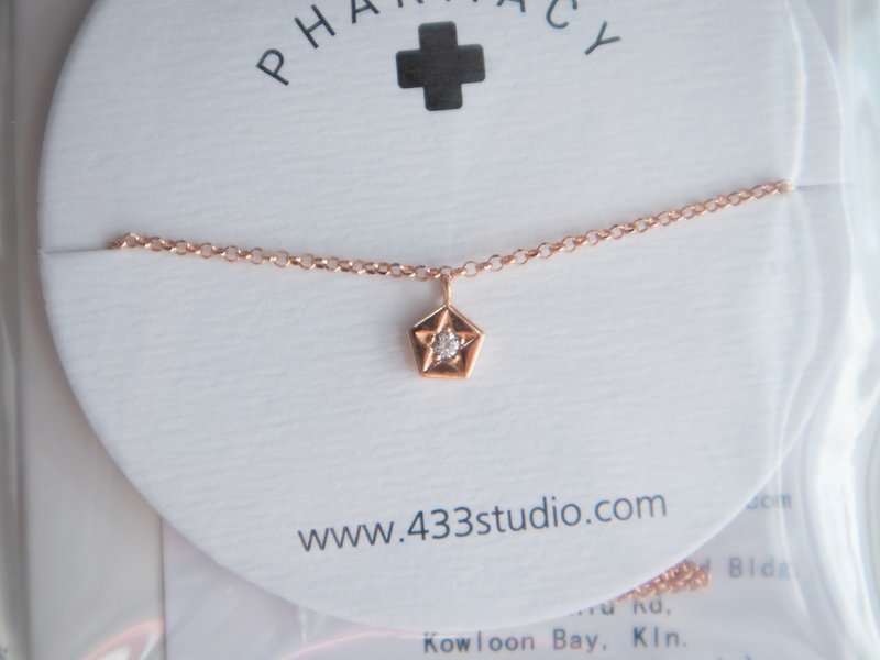 925 SILVER Small Amphibole Pentagonal Origami Star- Rose Gold-Necklace - Necklaces - Sterling Silver Pink