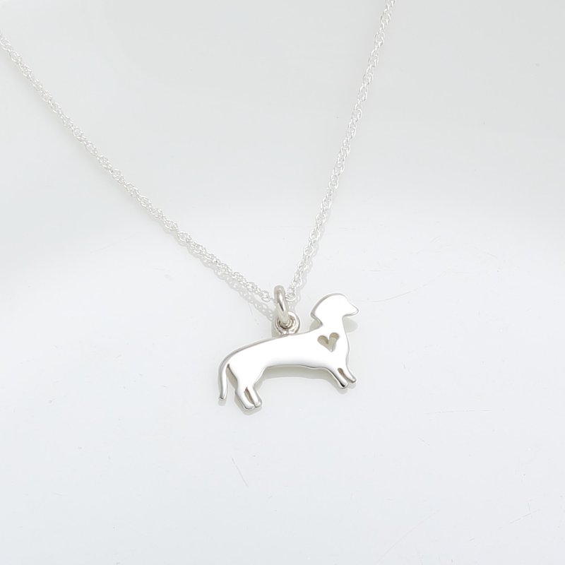 Dachshund Dog s925 sterling silver necklace Birthday Valentine's Day gift - หมอน - เงินแท้ สีเงิน