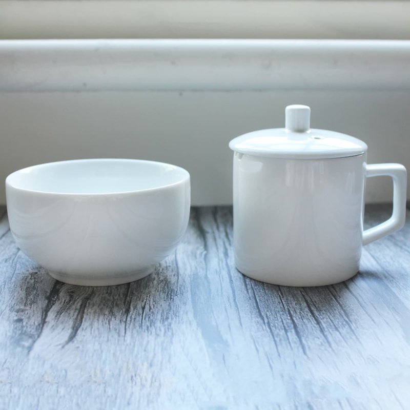 White porcelain standard appraisal cup set | appraisal cup 150cc | tea bowl 200cc | professional tea set | tea making - Teapots & Teacups - Pottery White