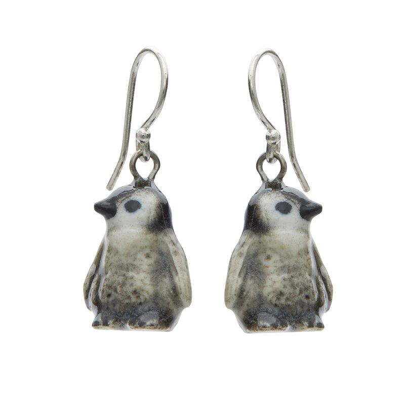 AndMary 手繪瓷耳環-企鵝 禮盒裝 Tiny Penguin Earrings - 耳環/耳夾/耳骨夾 - 瓷 白色