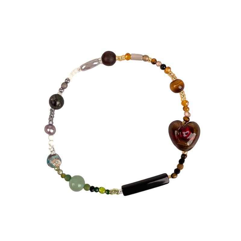 Bronze Natural Stone Bracelet 028 - 手鍊/手環 - 寶石 多色