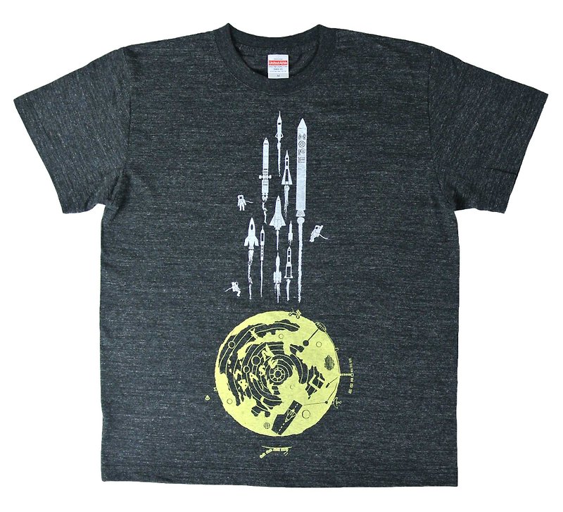 月基地からロケットTシャツ　メンズ - T 恤 - 其他材質 黑色