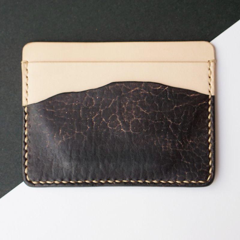 Pine Nut Card Holder Limited Handmade Leather - ID & Badge Holders - Genuine Leather Black