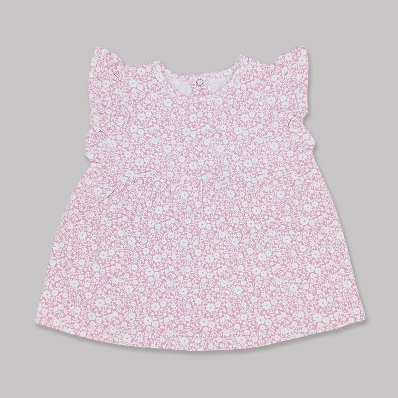 [Deux Filles organic cotton] Girls short-sleeved top 18M-4T foundation white flower - เสื้อยืด - ผ้าฝ้าย/ผ้าลินิน 