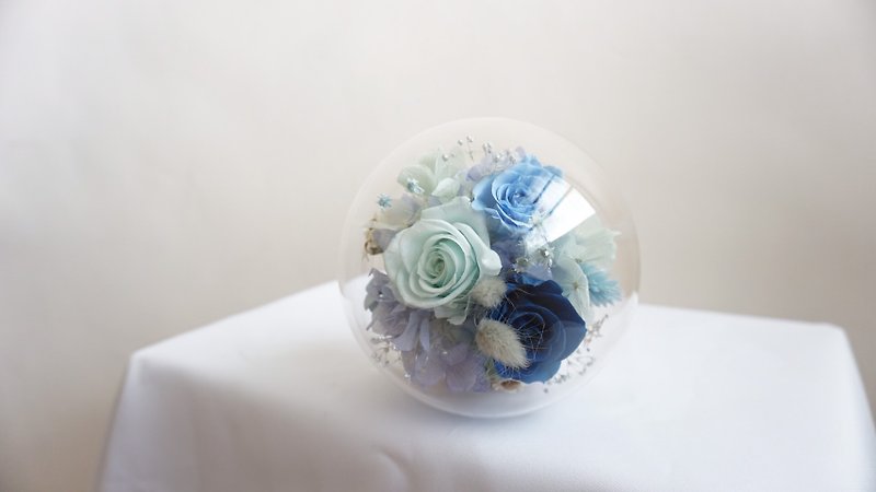 Ocean Heart Glass Cover Rose Eternal Flower Birthday Gift Table Flower Ceremony Opening Mother's Day - Dried Flowers & Bouquets - Plants & Flowers Multicolor