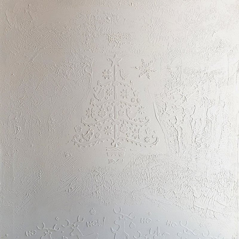 Christmas Tree Painting Reindeer Original Artwork Santa Claus Holidays Wall Art - 海報/掛畫/掛布 - 其他材質 藍色
