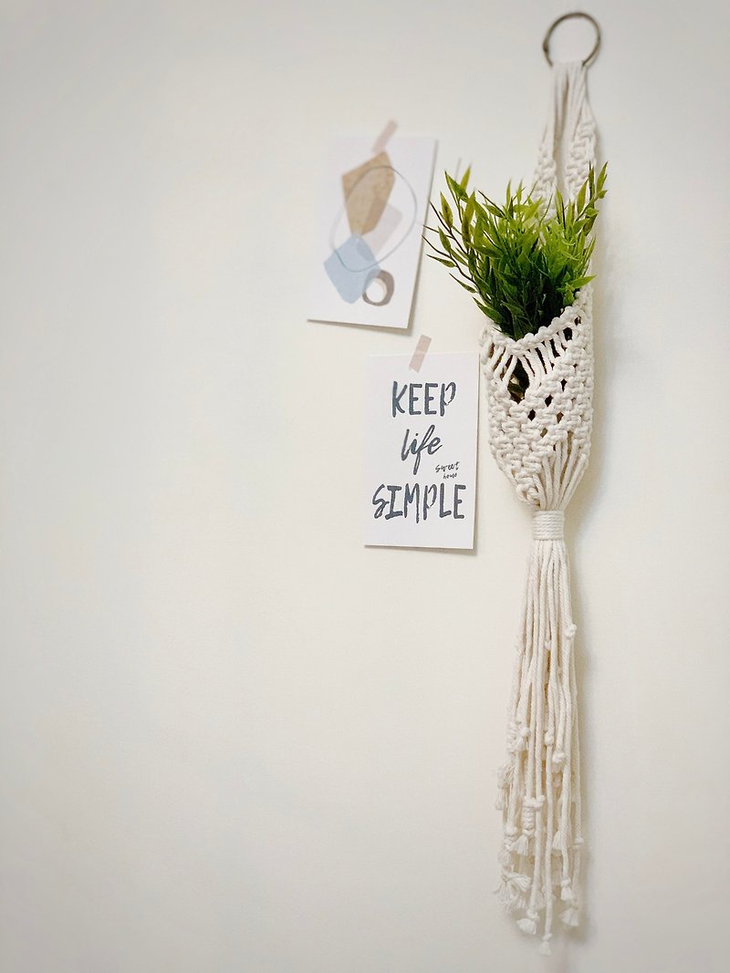 マクラメ手織り植物の壁の装飾私は壁の装飾を鉢植えにしました - 観葉植物 - コットン・麻 ホワイト