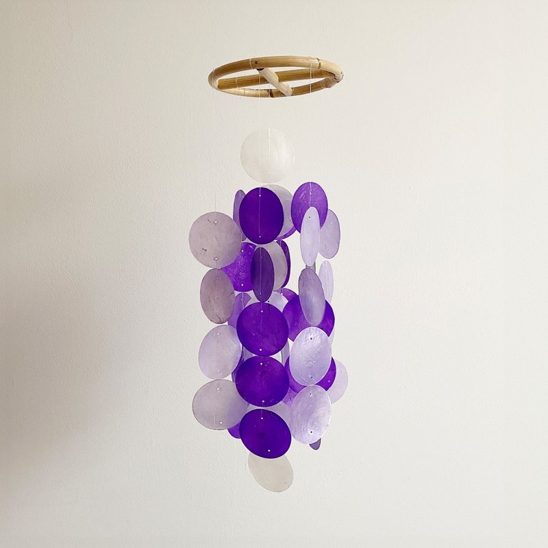 DIY-KIT | Danish Mansion_Violet Circle |Capiz Shell Wind Chime Mobile | #0-455 - อื่นๆ - เปลือกหอย สีม่วง