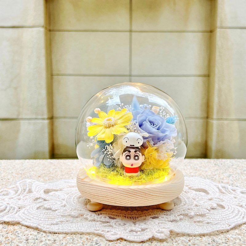 Crayon Shin-chan/Xiaobai/Eternal Flower/Dry Flower/Night Light/Glass Cup/Glass Cover - Dried Flowers & Bouquets - Plants & Flowers Multicolor