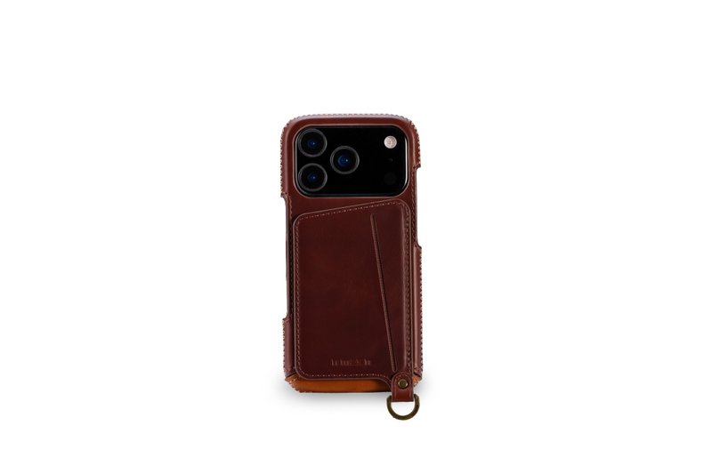 iPhone 17 Pro 經典系列-磁吸站立卡袋手機皮套-巧克力 - 手機殼/手機套 - 真皮 紅色