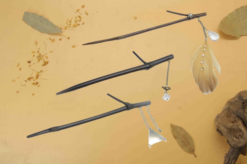 樣品特價清倉/原創新中式高級感古風流蘇步搖木頭竹子竹節發簪子 - 髮夾/髮圈 - 竹 多色