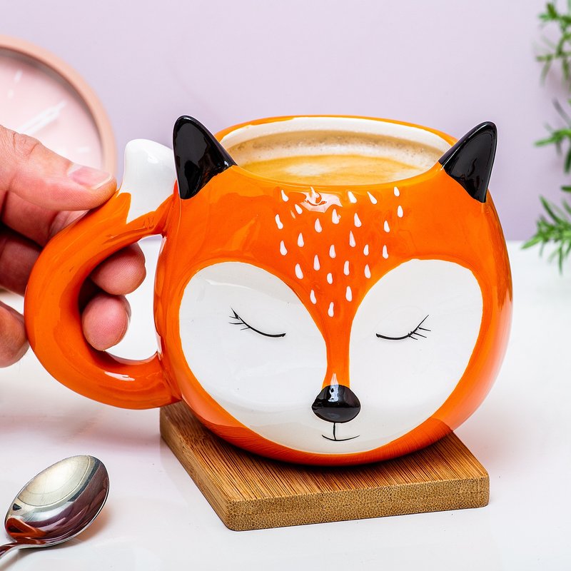 Snooze Fox Mug - Mugs - Pottery Orange