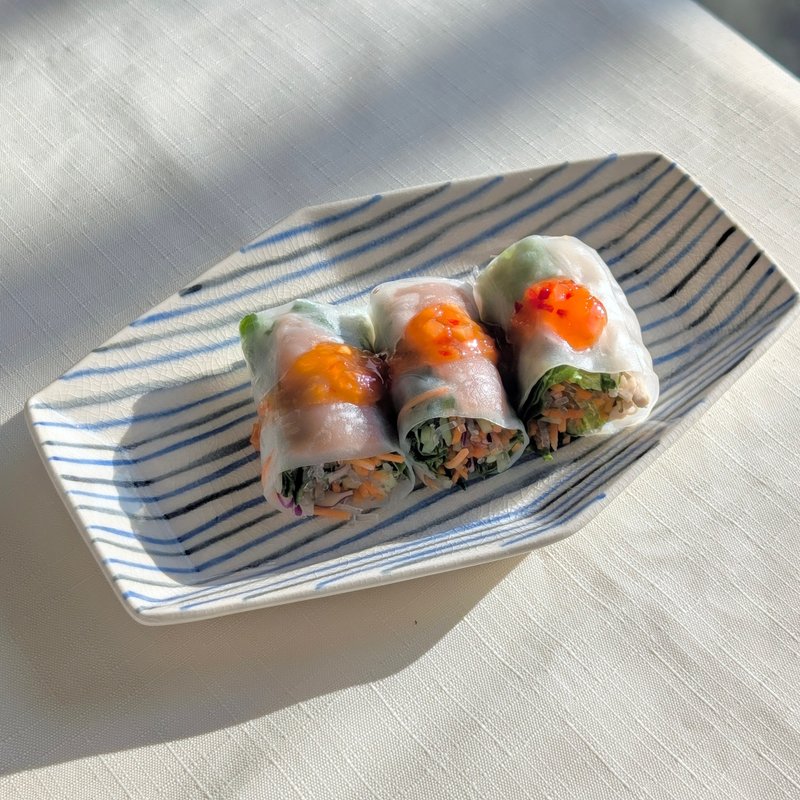 色違呉須縞紋　六角皿(中) - 碟子/醬料碟/醬油碟 - 陶 