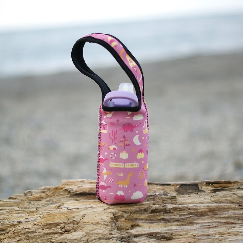 Dinosaur Water Bottle Bag-Pink - กระติกน้ำ - เส้นใยสังเคราะห์ สึชมพู